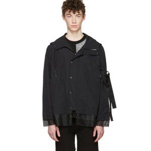 D By D Black Hooded Mesh Layered Bondage Jacket